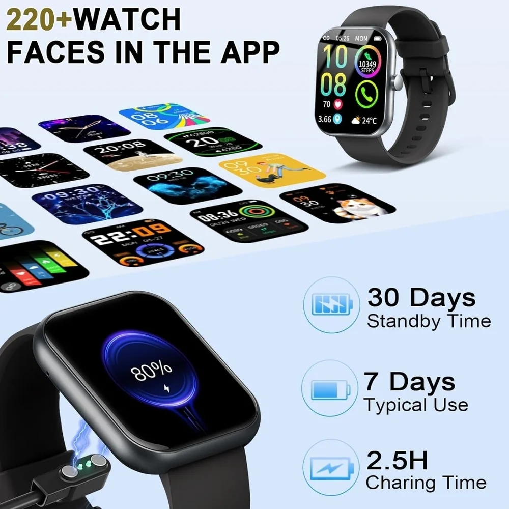 Black Smartwatch with Fitness Tracking and Heart Rate Monitor